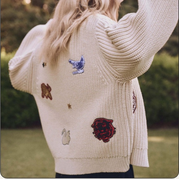 The Great. Collegiate Cardigan Sweater in Natural. Size 1. - Picture 6 of 9